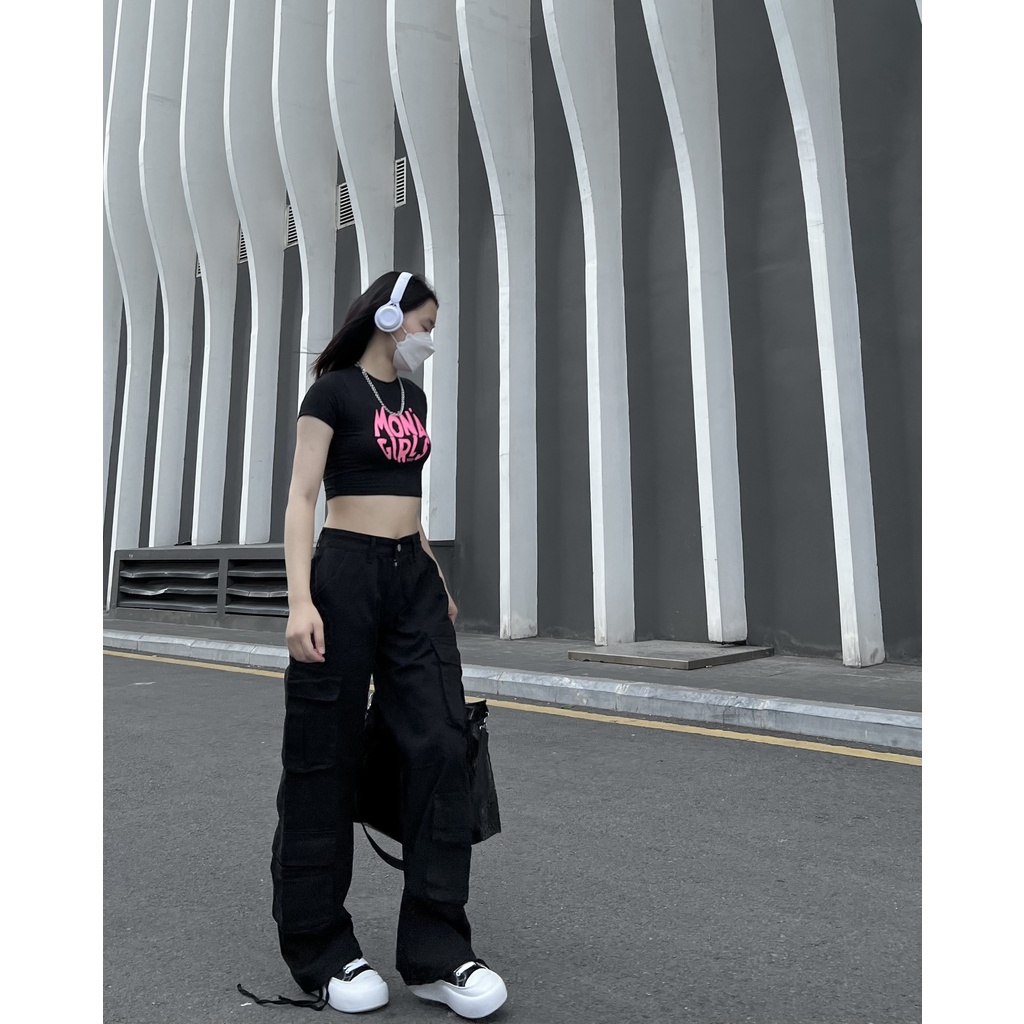 Quần JEAN Túi Hộp HIPHOP Nhiều Túi Lưng Cao Ống Rộng Phong Cách Retro Mỹ