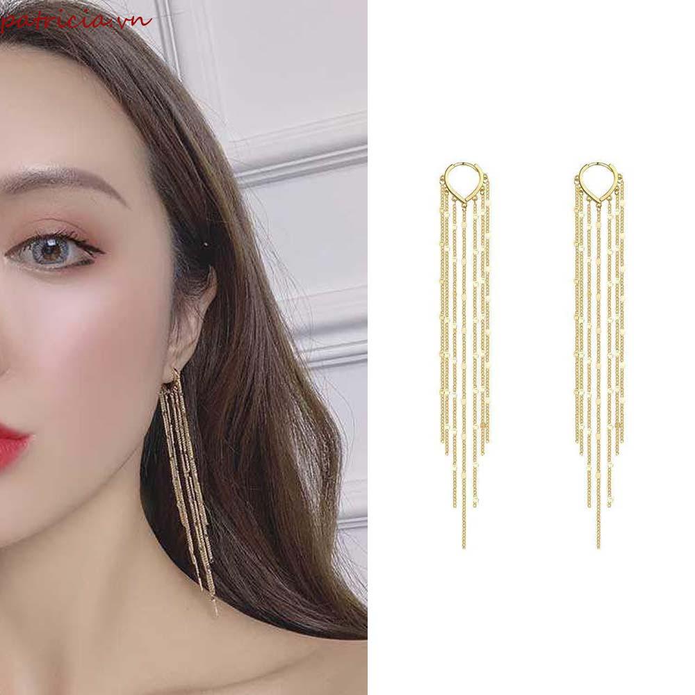 Bông Tai Dáng Dài Phối Tua Rua Hình Trái Tim Phong Cách Hàn Quốc Ngọt Ngào Cho Nữ