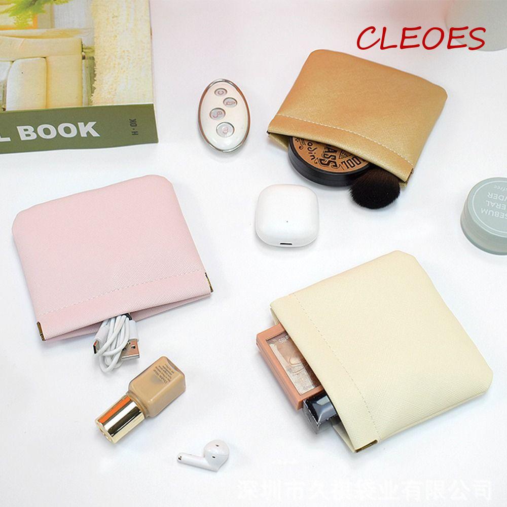 Túi Đựng Băng Vệ Sinh In Họa Tiết Lá CLEOES Sáng Tạo Tự Đóng Lại Tiện Dụng Cho Nữ