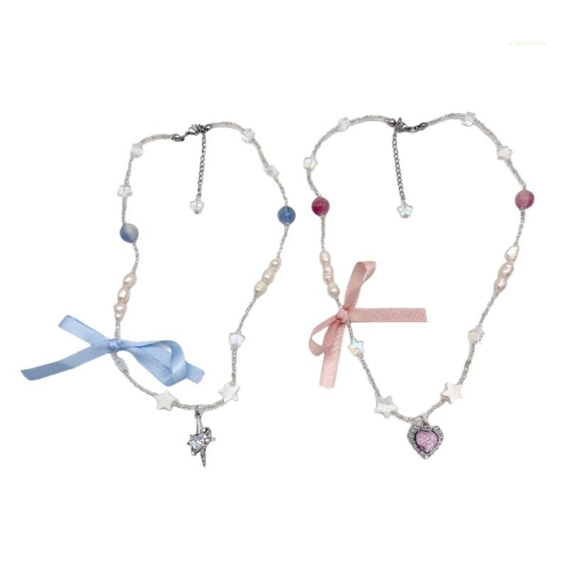 Vòng Cổ Choker Y2k Mặt Hình Trái Tim Và Nơ Bằng Hợp Kim Thời Trang Cho Tuổi Teen