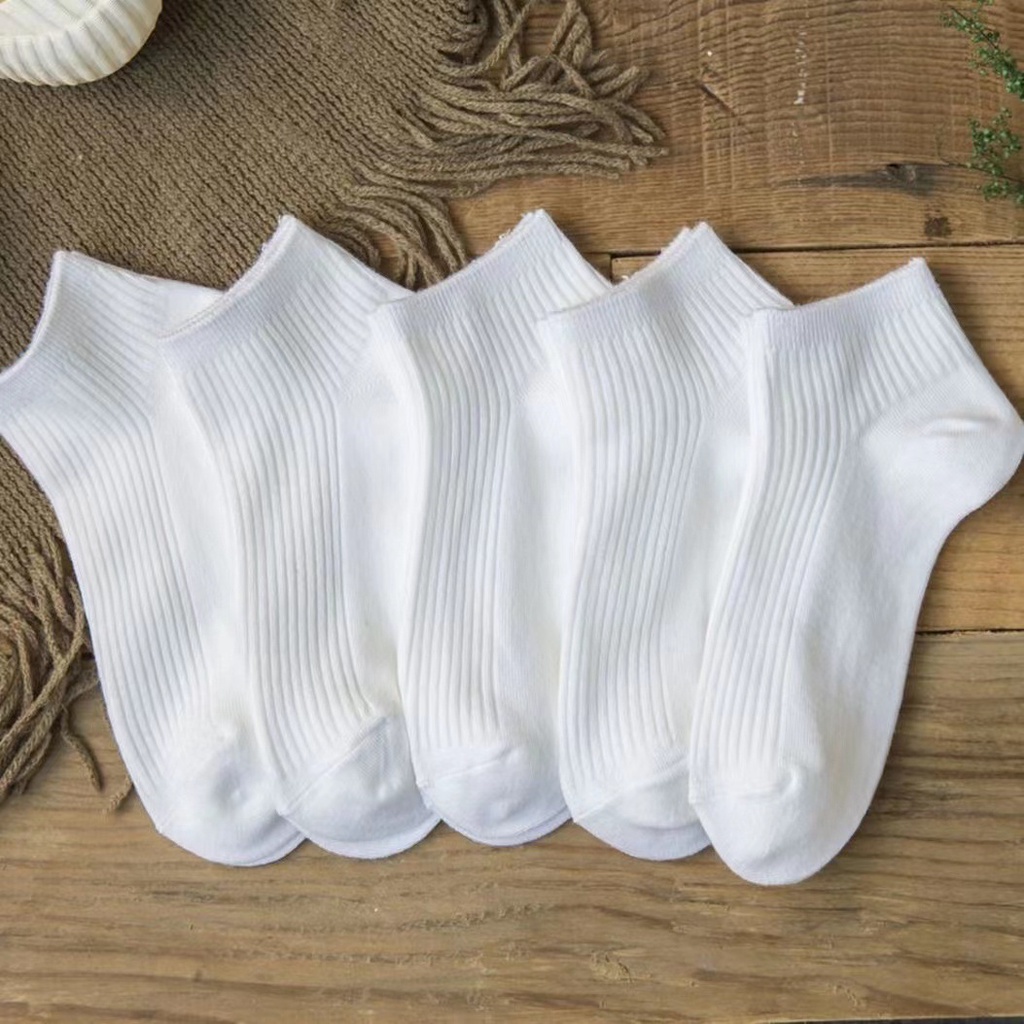 Vớ Ngắn Màu Trắng Đen Đơn Giản Cho Nam Nữ