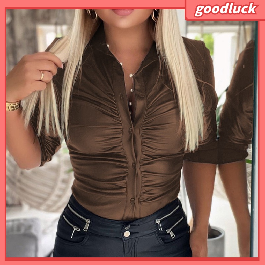 Áo Sơ Mi Tay Dài Cổ Bẻ In Họa Tiết Kẻ Sọc Phong Cách Đường Phố Cổ Điển Thời Trang Cho Nữ