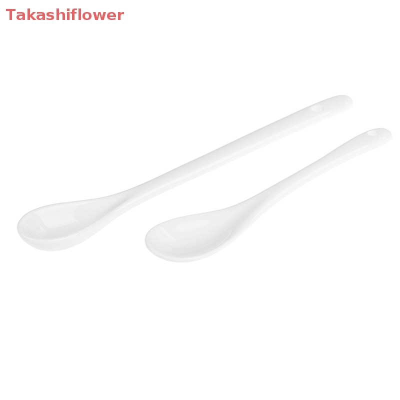 Muỗng Cà Phê / Trà / Món Tráng Miệng Bằng Sứ Tay Cầm Dài Màu Trắng