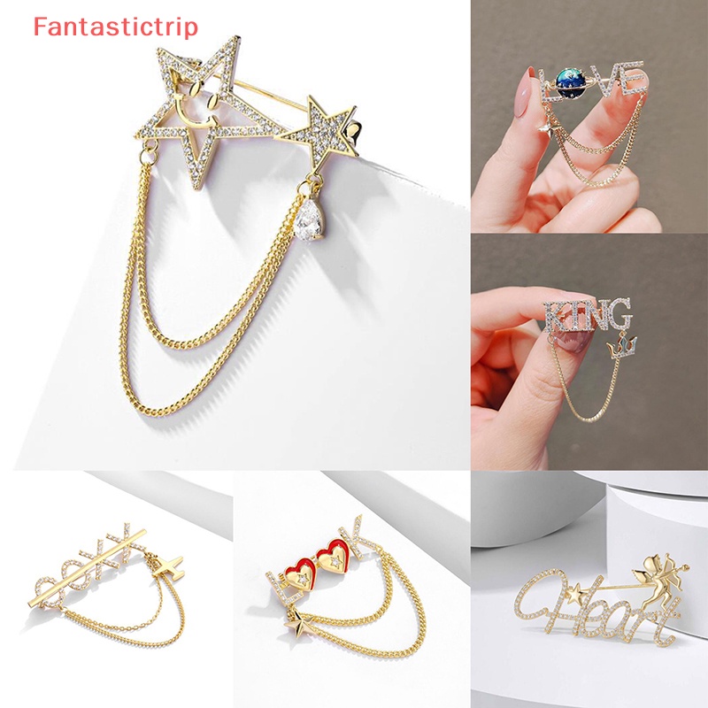 Ghim Cài Áo Đính Đá Phối Tua Rua Phong Cách Hijab Thời Trang Mới