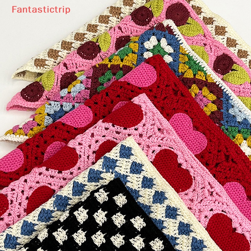 [Fantastictrip] Mũ Trùm Đầu Hình Tam Giác Đan Móc Thủ Công Hàn Quốc Ngọt Ngào Dễ Thương Mới