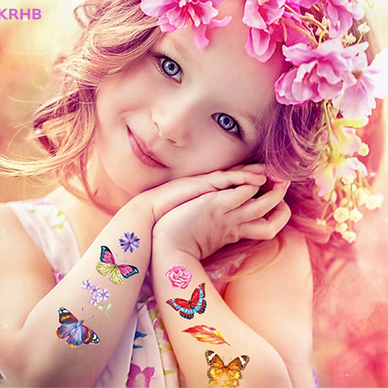 Set 10 Hình Xăm Dán Chống Nước Hình Bướm Nhiều Màu Sắc Dễ Thương Cho Trẻ Em Mới