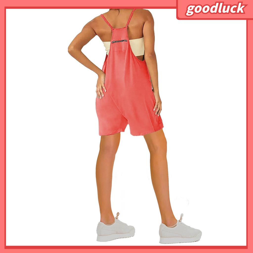 Áo Liền Quần Cổ Chữ V Dáng Suông Không Tay Màu Trơn Thời Trang Mùa Hè Cho Nữ