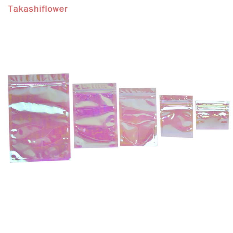 (Takashiflower) Set 100 Túi Nhựa Đựng Mỹ Phẩm Có Khóa Zip Ánh Sáng Laser