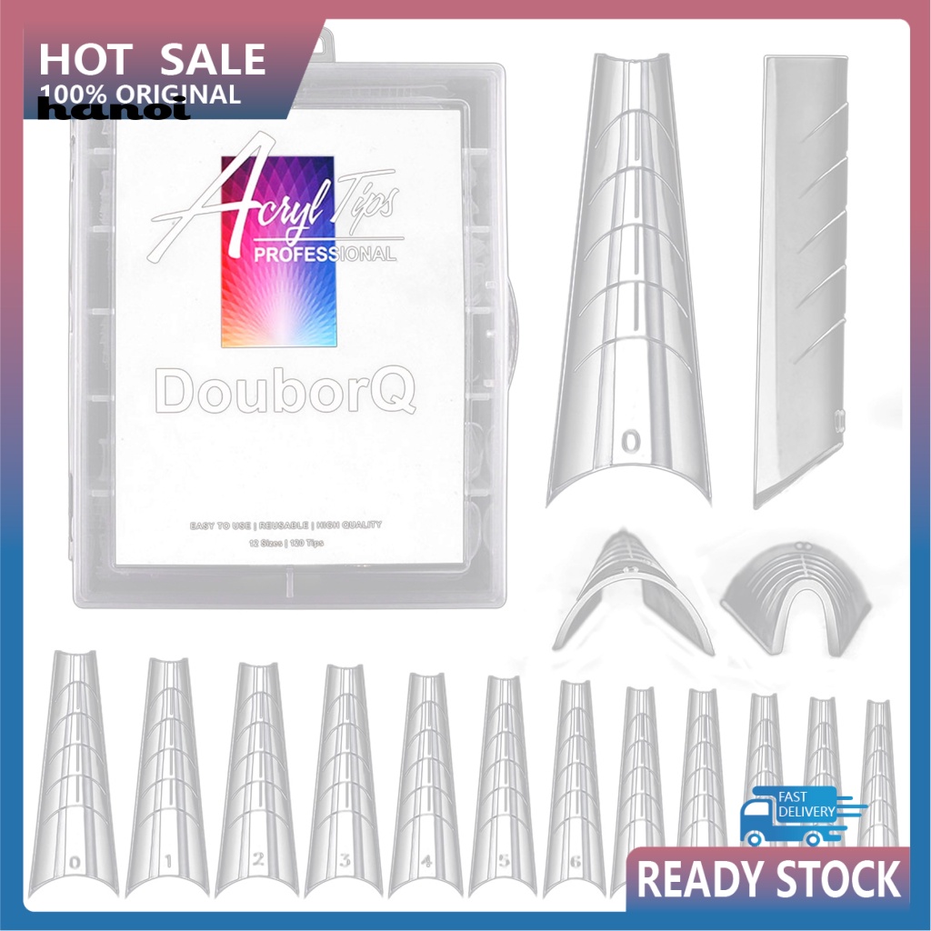 Hộp 120 Đầu Nối Móng Tay Trong Suốt Siêu Mỏng Hình Chữ V Cho Nữ