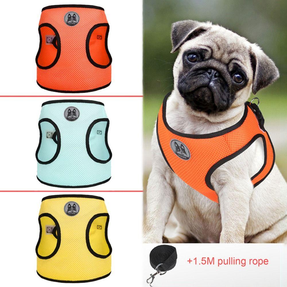 YIYU Bộ Dây Dắt Thú Cưng Đi Dạo Bằng Nilon Phối Lưới Thoáng Khí Chống Thất Lạc Nhiều Màu Thời Trang Mùa Hè