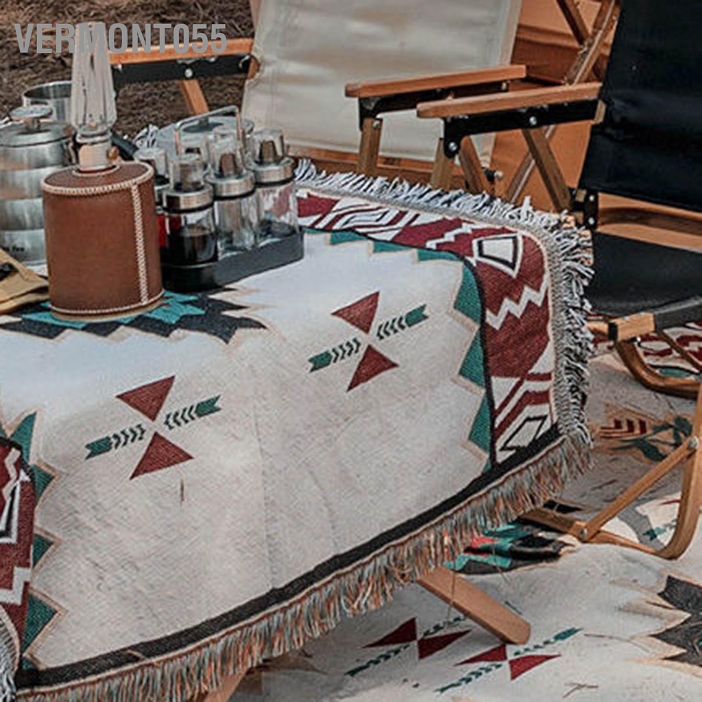 Vermont055 Khăn Trải Bàn Cắm Trại Phong Cách Dân Tộc Cotton Mềm Mại Họa Tiết Retro Thân Thiện Với Làn Da Dã Ngoại Cho Lều Du Lịch Ngoài Trời
