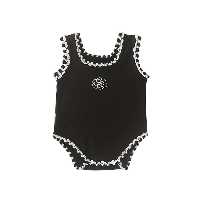 Áo Liền Quần Sát Nách Màu Trắng Đen Cho Bé Gái Sơ Sinh