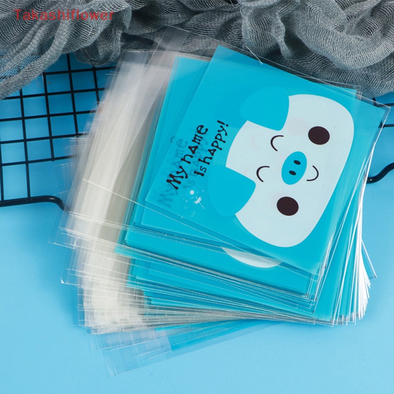 Set 100 Túi Đựng Bánh Kẹo Tự Dính Họa Tiết Hoạt Hình Dễ Thương