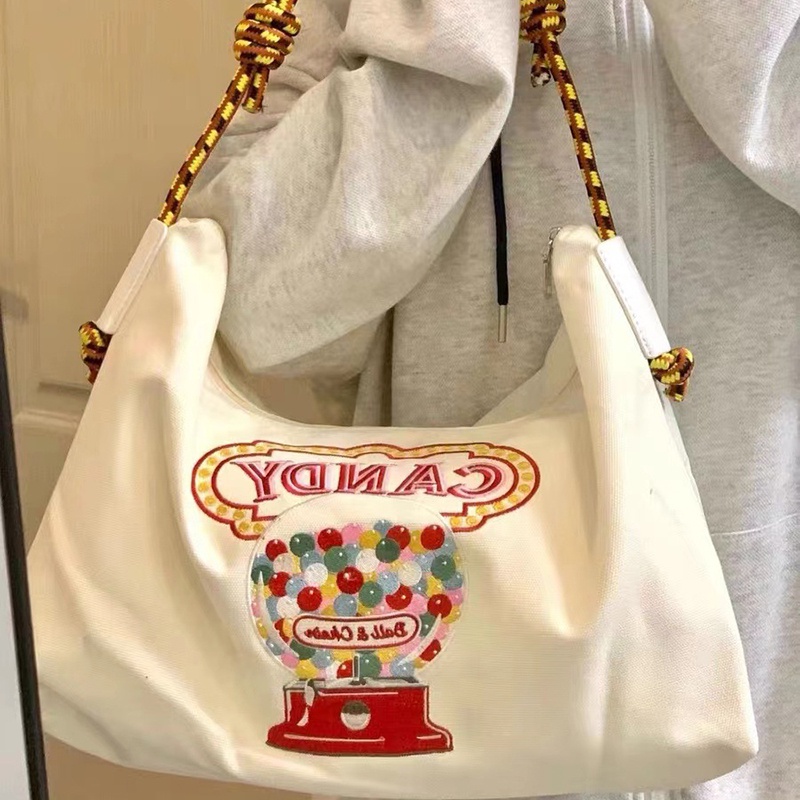 Túi vải Sức Chứa Lớn Thêu Họa Tiết Thời Trang Dễ Phối Đồ Cho Nữ