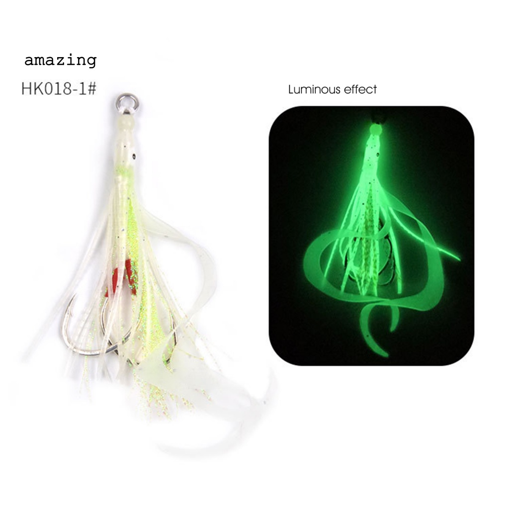 Bộ 2 Mồi Mực Silicone Mềm Phát Sáng Trong Đêm Hỗ Trợ Câu Cá