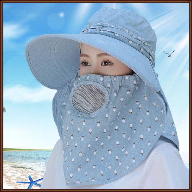 Mũ Rộng Vành Kèm Khẩu Trang Chống Tia UV Thiết Kế Thoáng Khí Thời Trang Mùa Hè Cho