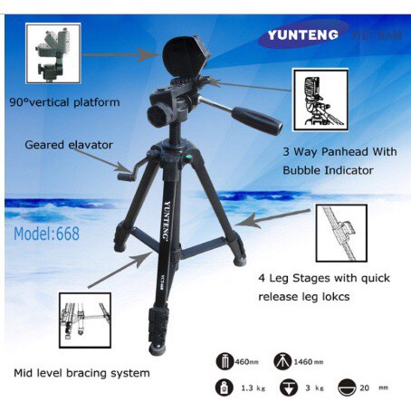 Giá đỡ 3 chân điện thoại, máy ảnh, camera VCT 668/Neepho NP-8830/NP-8850