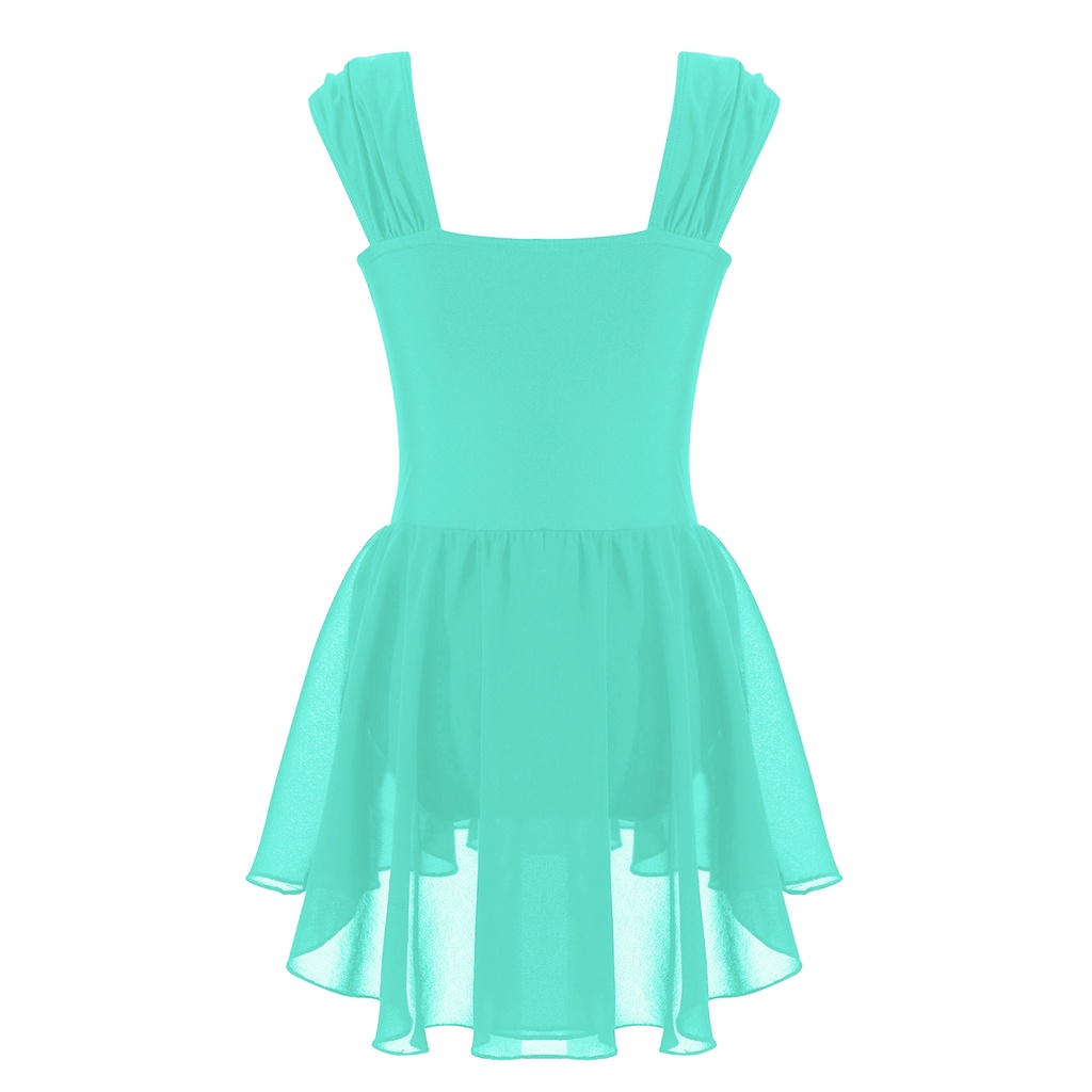 Trẻ Em Bé Gái Khiêu Vũ Quần Áo Không Tay Ruched V Cổ Màu Trơn Leotards Đầm