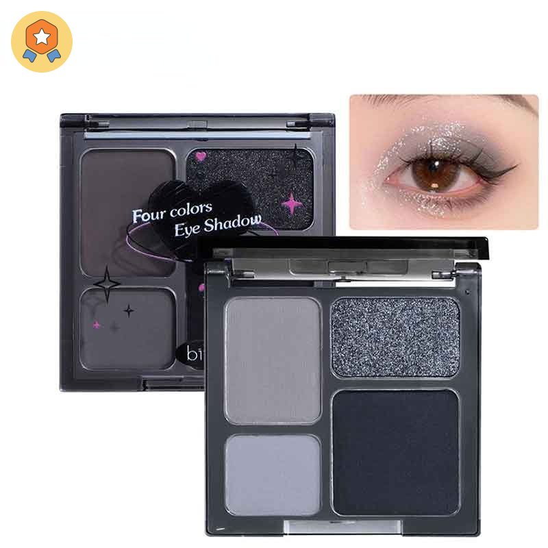 Bảng Phấn Mắt  4 Màu Khói Tông Lì Và Nhũ Trang Điểm Tiện Lợi Mờ / Matte