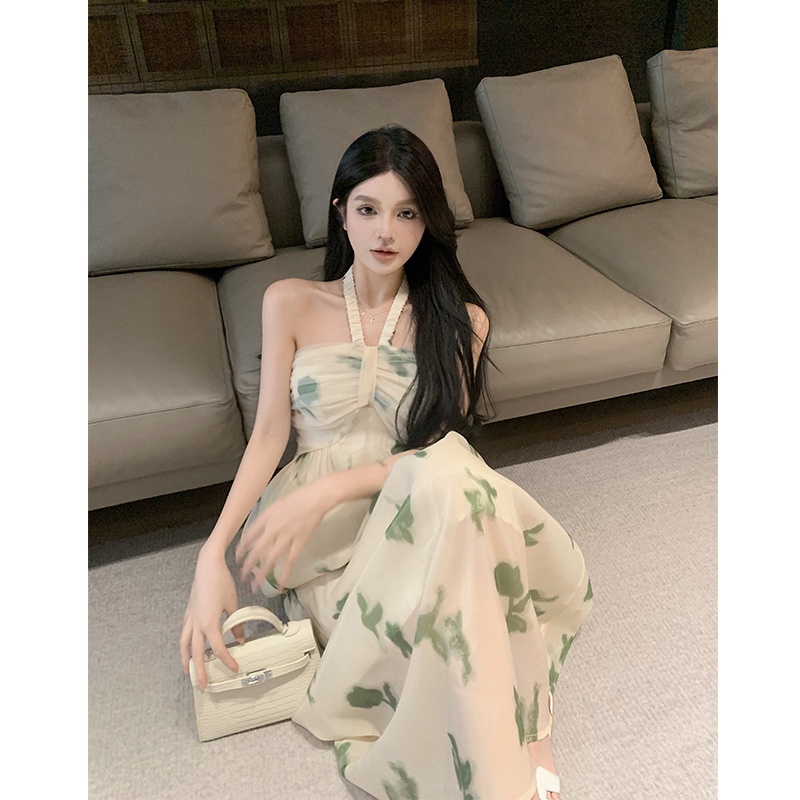 Đầm Hai Dây Dáng Dài Thời Trang Đi Biển Mùa Hè EC5A Cho Nữ