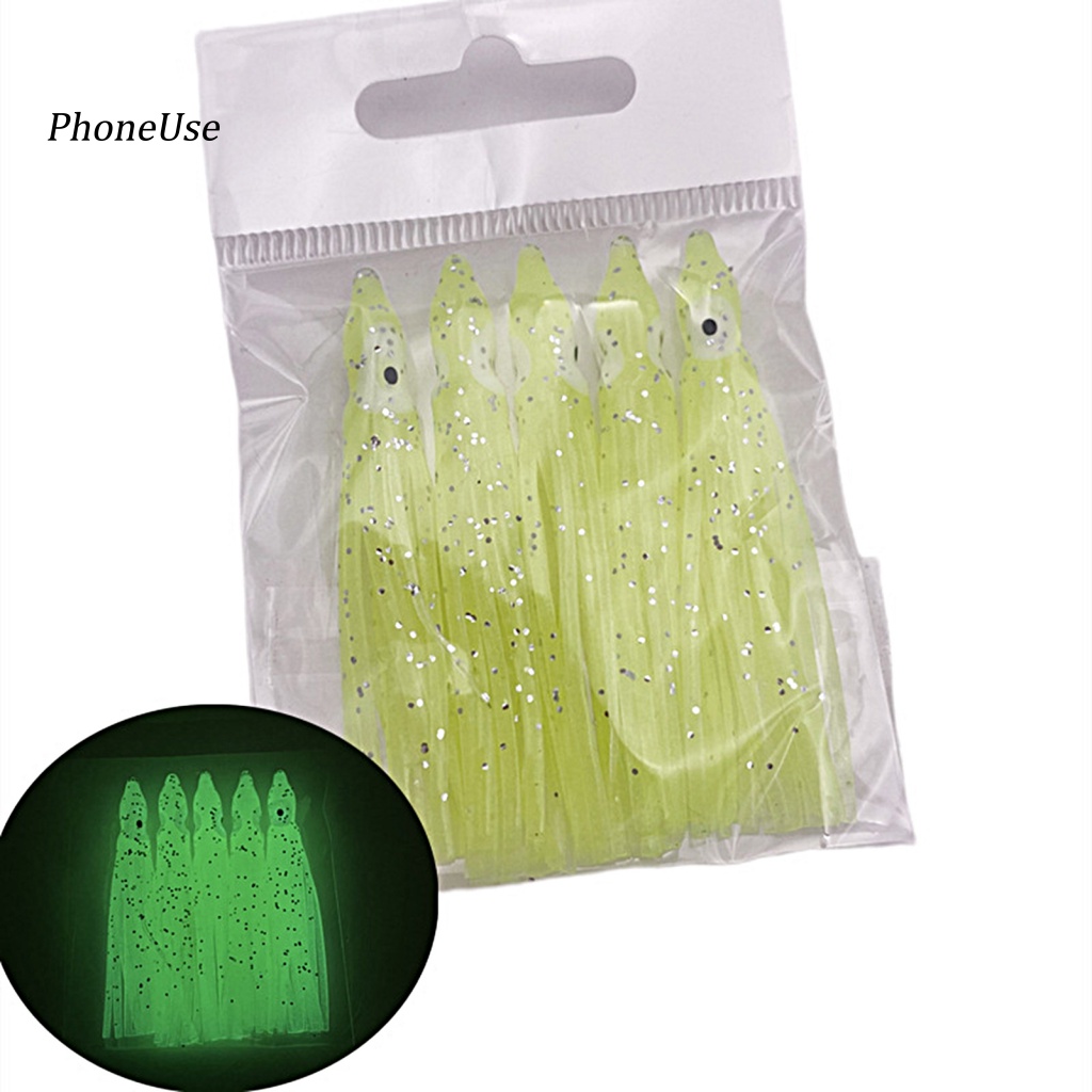 Bộ 5 Mồi Câu Cá Giả Hình Bạch Tuộc Mềm Hiệu Ứng Dạ Quang