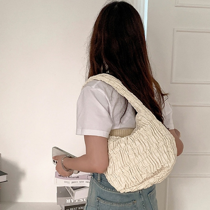 Youyo Túi Xách Tote Xếp Ly Màu Trơn Đơn Giản Sang Trọng Mùa Hè Cho Nữ