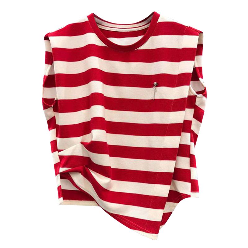 Áo Thun Không Tay Họa Tiết Sọc Ngang Nhiều Màu Sắc Phong Cách Hàn Quốc Dành Cho Nữ