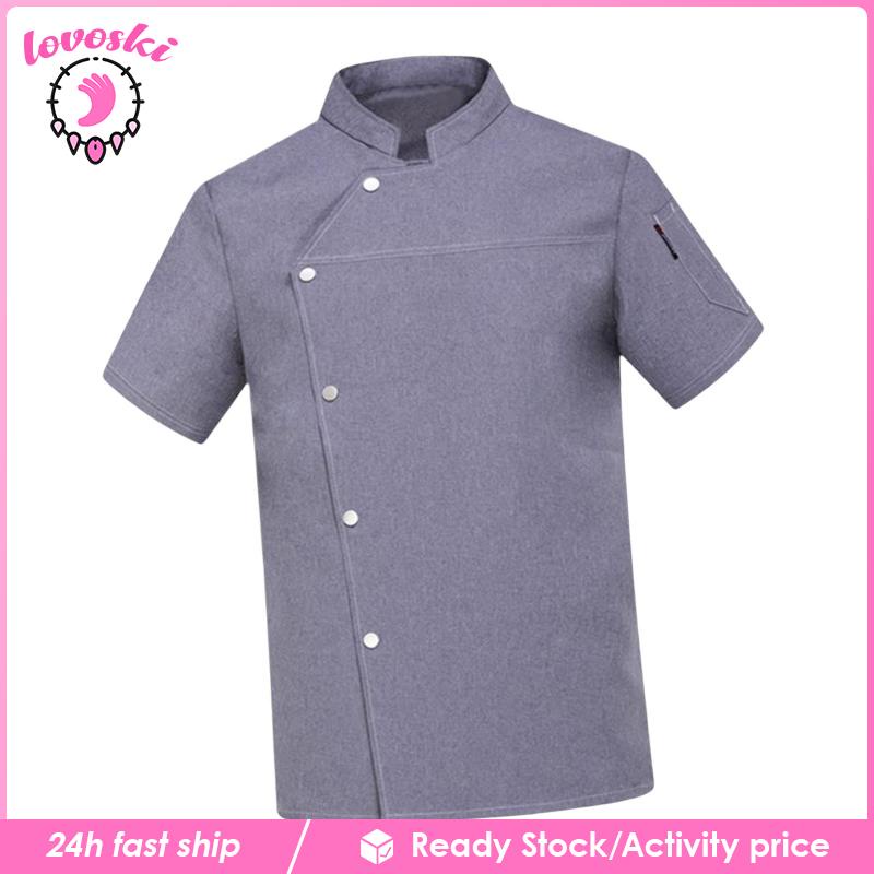 Áo Đầu Bếp Ngắn Tay Thời Trang Mùa Hè Cho Nam Nữ