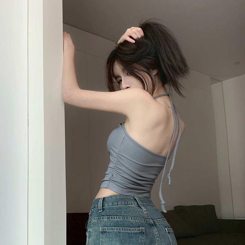 Cozok Áo Không Tay Dây Ngắn Cổ Vừa Vặn Phong Cách Hàn Quốc