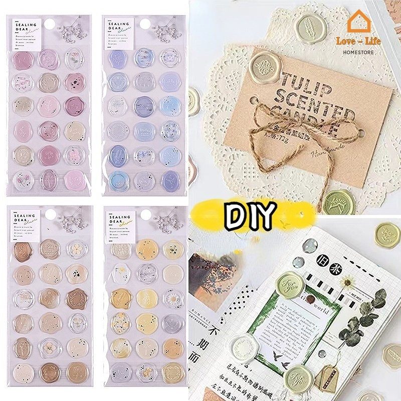 Miếng Dán Niêm Phong DIY Màu Trơn Họa Tiết Hoa Xinh Xắn