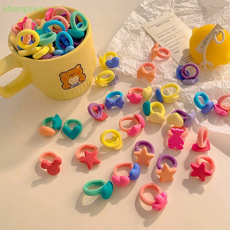 1 Bộ Dây Buộc Tóc Co Giãn Màu Kẹo Ngọt Ngào Dễ Thương Cho Bé Gái