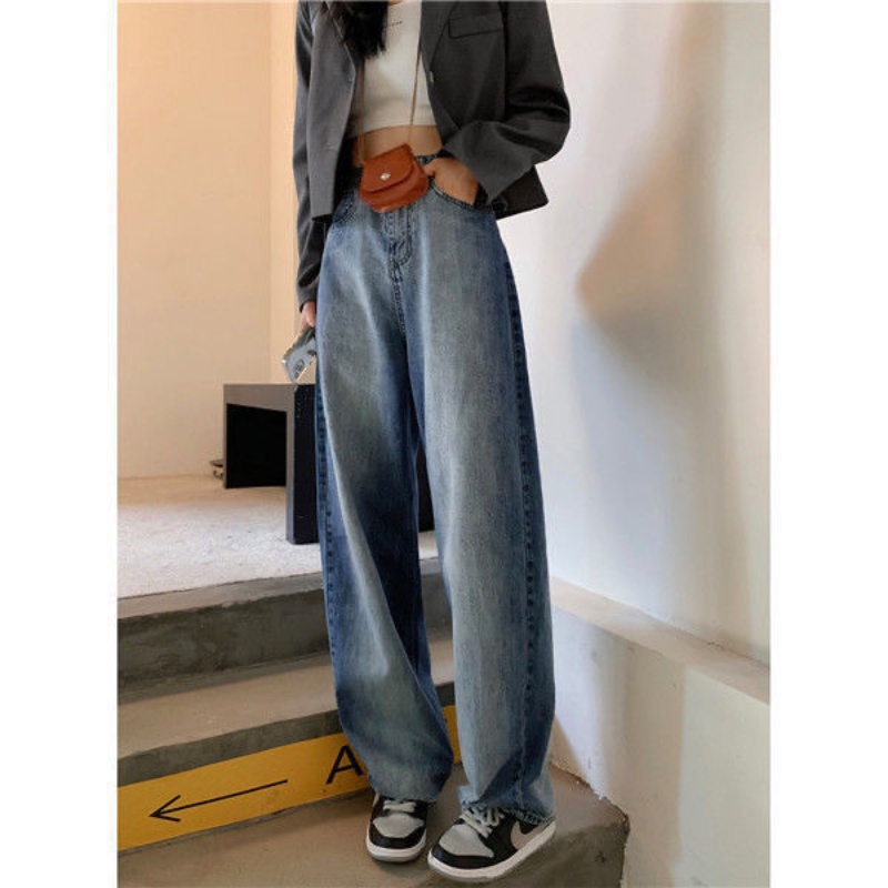 Quần Dài Lưng Cao Dáng Rộng Phong Cách Retro Cá Tính Cho Nữ