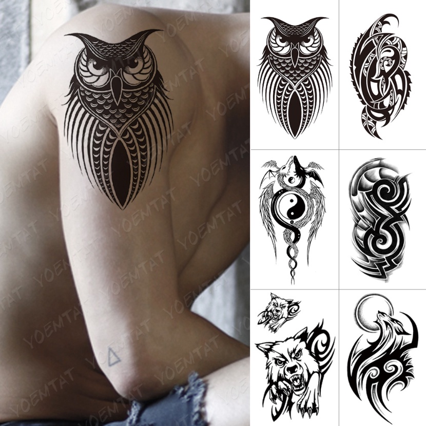 Hình Xăm Dán Tạm Thời Chống Nước Hình Bọ Cạp Rồng Sói Yin Và Yang Chất Lượng Cao Cho Nam