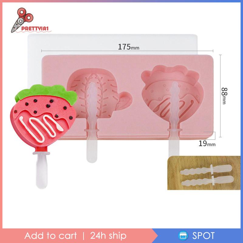 [Prettyia1] Khuôn Làm Kem Que Hình Hoạt Hình Dễ Thương Tháo Gỡ Được