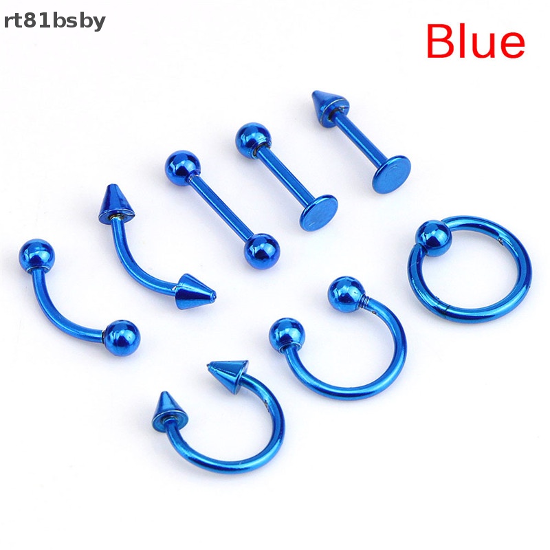 Set 8 Khuyên Mũi / Chân Mày / Môi 16G Bằng Thép Không Gỉ Cá Tính