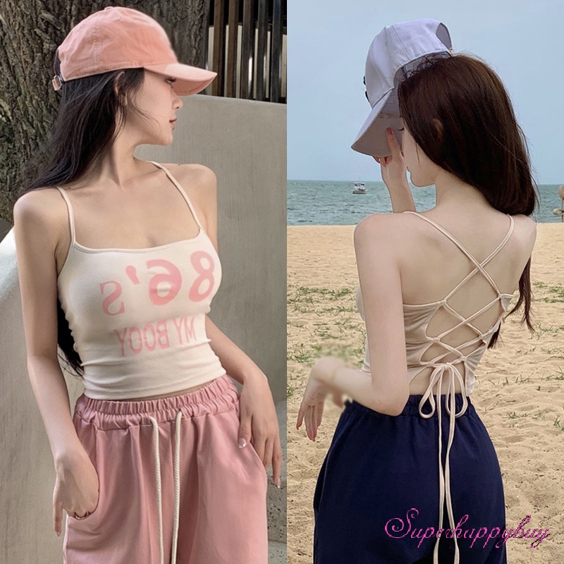 Áo Camisole In Chữ Thời Trang Xinh Xắn Dành Cho Nữ