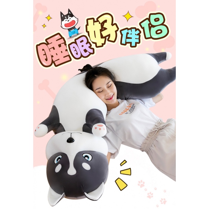 Gối Ôm Nhồi Bông Hình Chú Chó Husky Dễ Thương