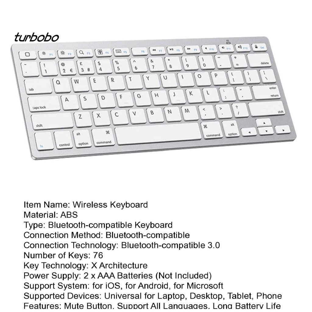 Bàn Phím Không Dây 76 Phím Đa Năng Tiện Dụng Cho Điện Thoại / Máy Tính Bảng