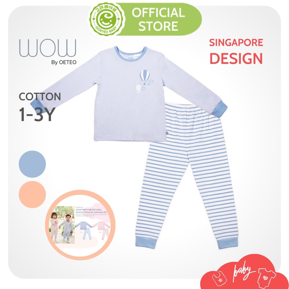 Bộ Thun Dài Tay Wow By Oeteo Cho Bé Trai, Bé Gái Từ 1 Đến 3 Tuổi Cổ Tròn Vải Cotton Mềm Mại