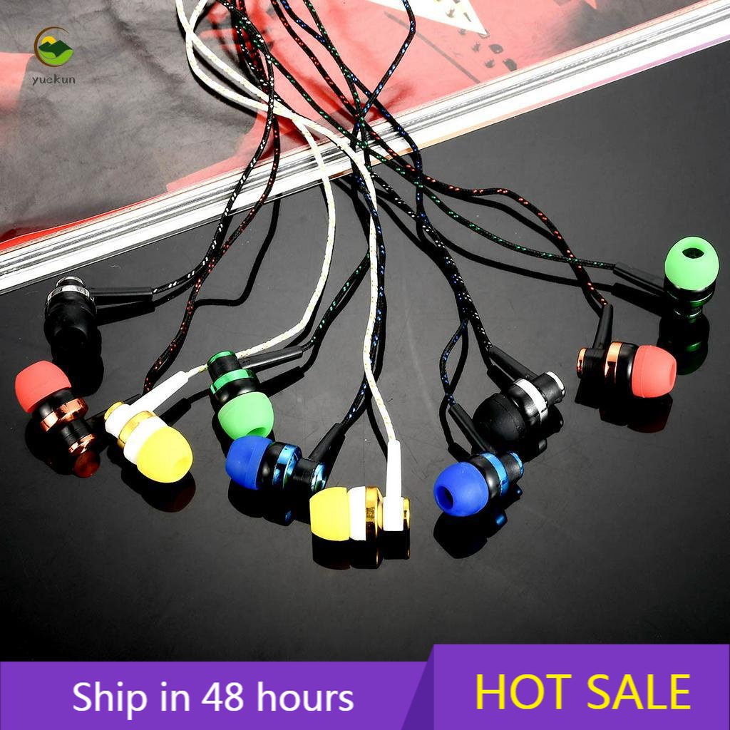 Tai nghe nhét trong stereo dây bện với giắc 3.5mm dành cho điện thoại thông minh