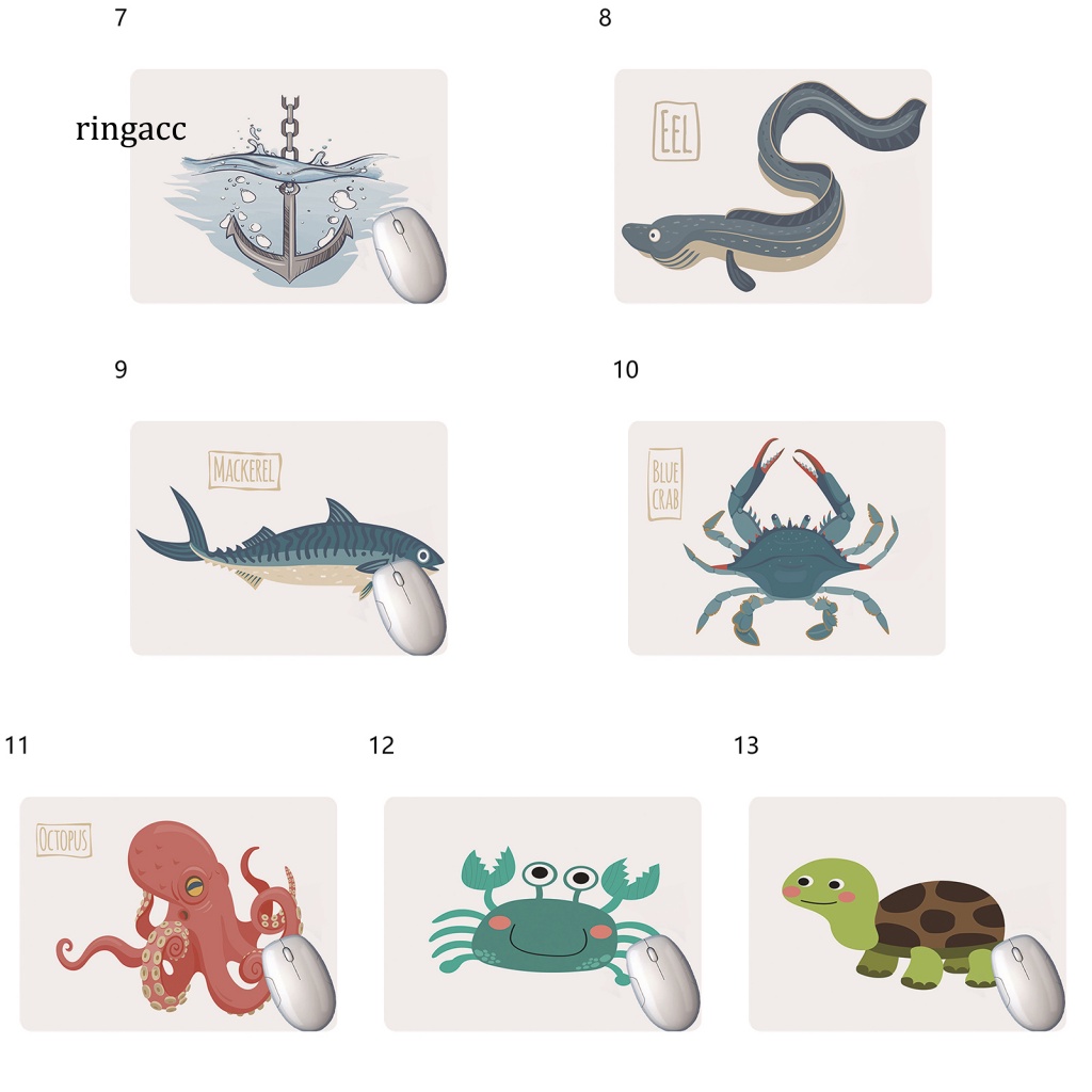 Tấm Lót Chuột Cao Su Hình Động Vật Biển Cho Laptop