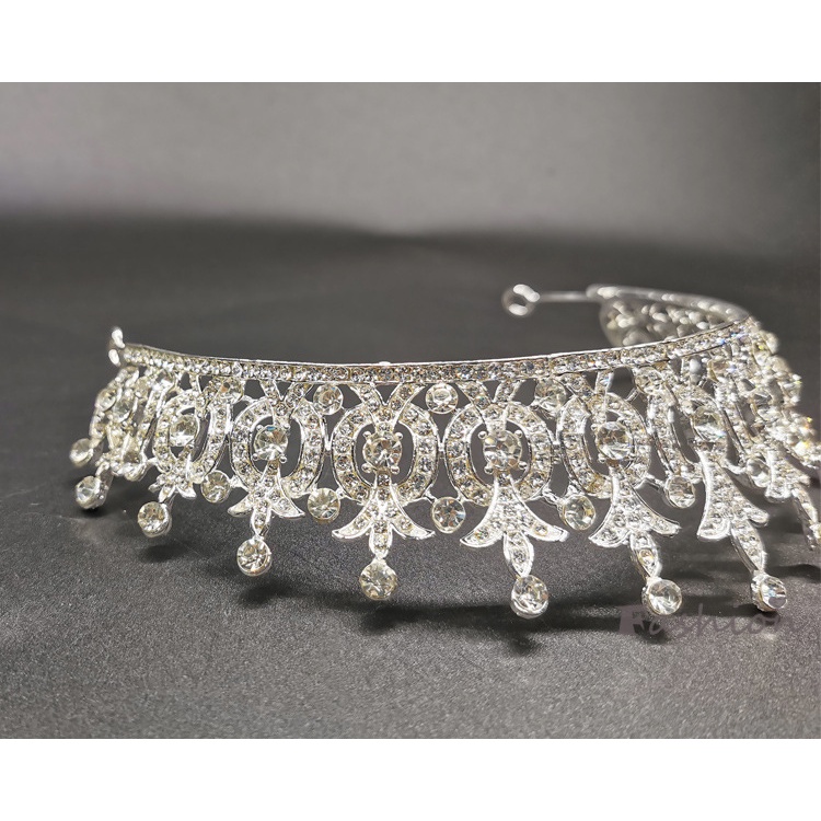 Vương Miện Hợp Kim Đơn Giản Đính Kim Cương Giả Sang Trọng Cho Cô Dâu