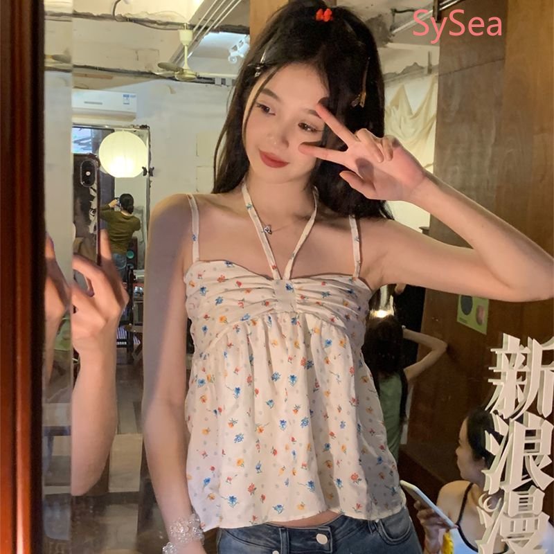 Áo Hai Dây Họa Tiết Hoa Xinh Xắn Thời Trang Mùa Hè Cho Nữ