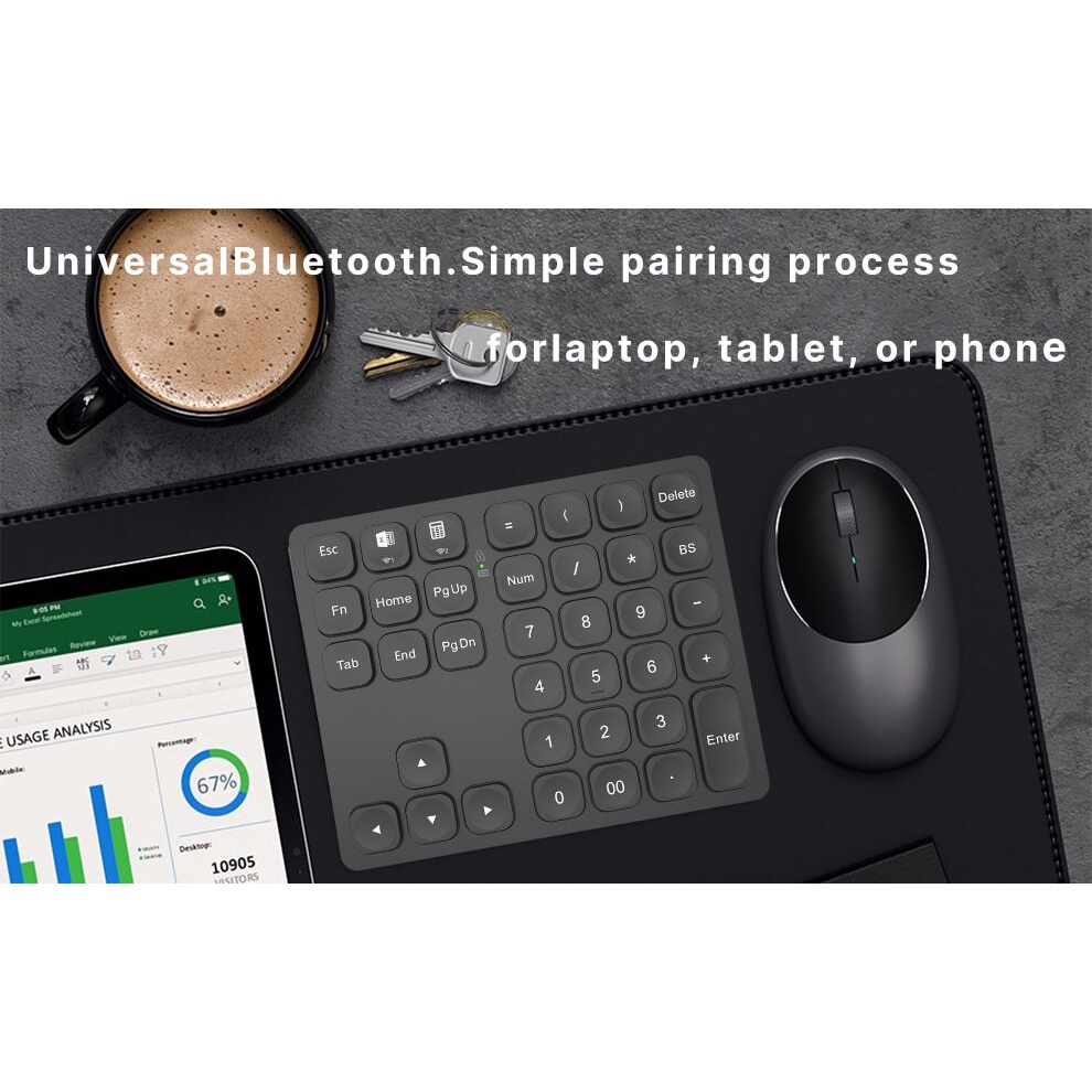 Bàn Phím Số Không Dây Bluetooth 36 Phím Siêu Mỏng Có Thể Sạc Lại Cho Laptop / Ipad