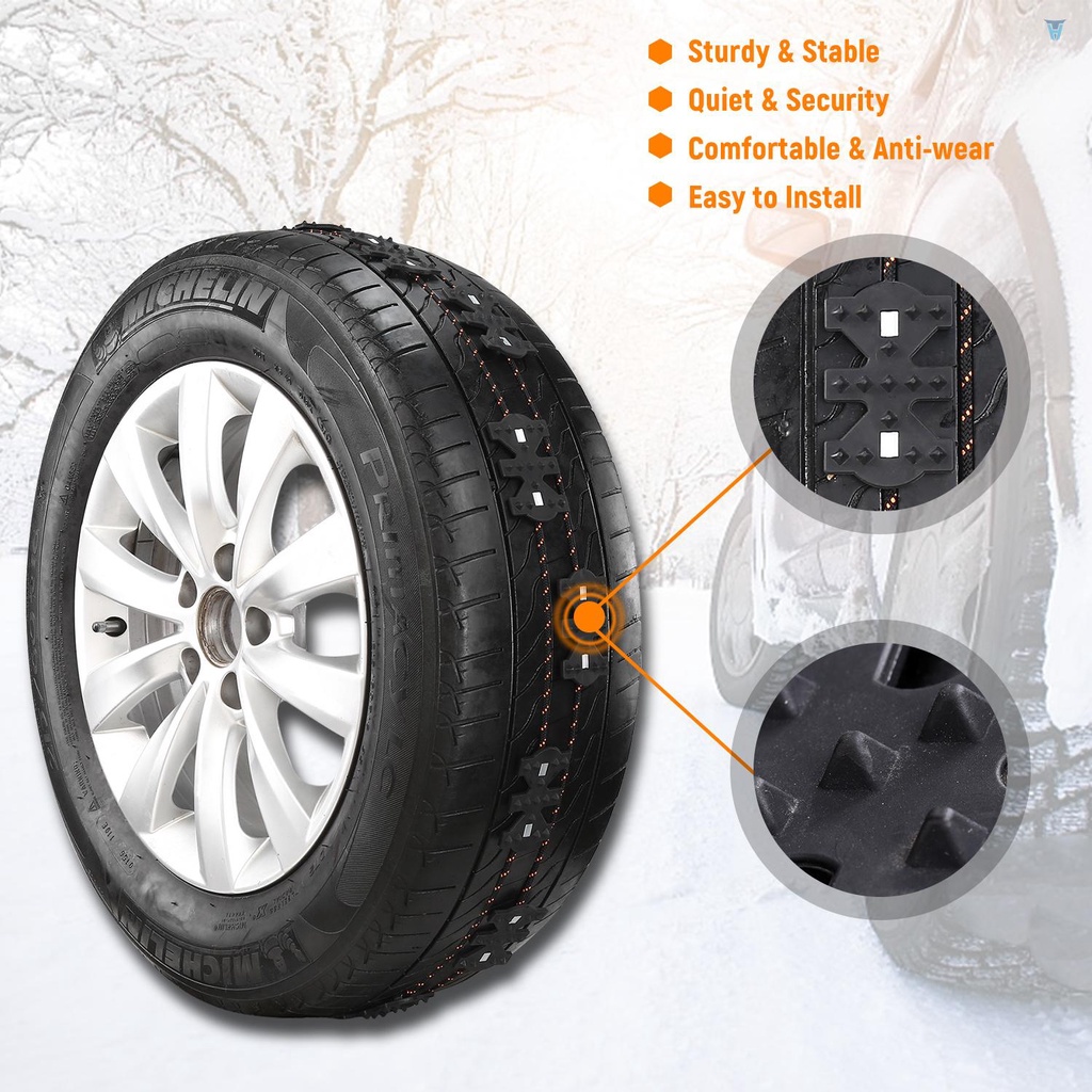 Bộ 4 Dây Xích Khẩn Cấp Chống Trượt Tuyết Màu Đen Thông Dụng Cho Xe Hơi Xe Tải SUV MPV