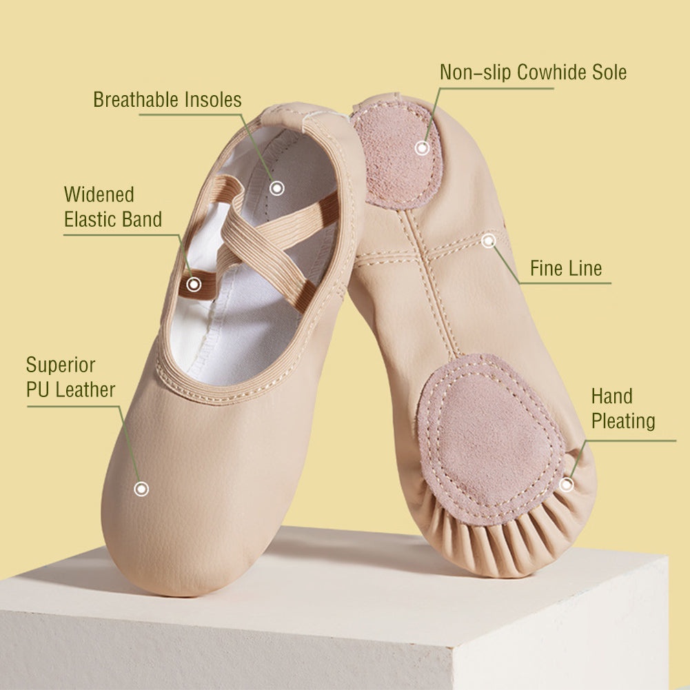 Giày Múa Ba Lê Bằng Da PU Đế Mềm Thoáng Khí Chống Thấm Nước Cho Bé