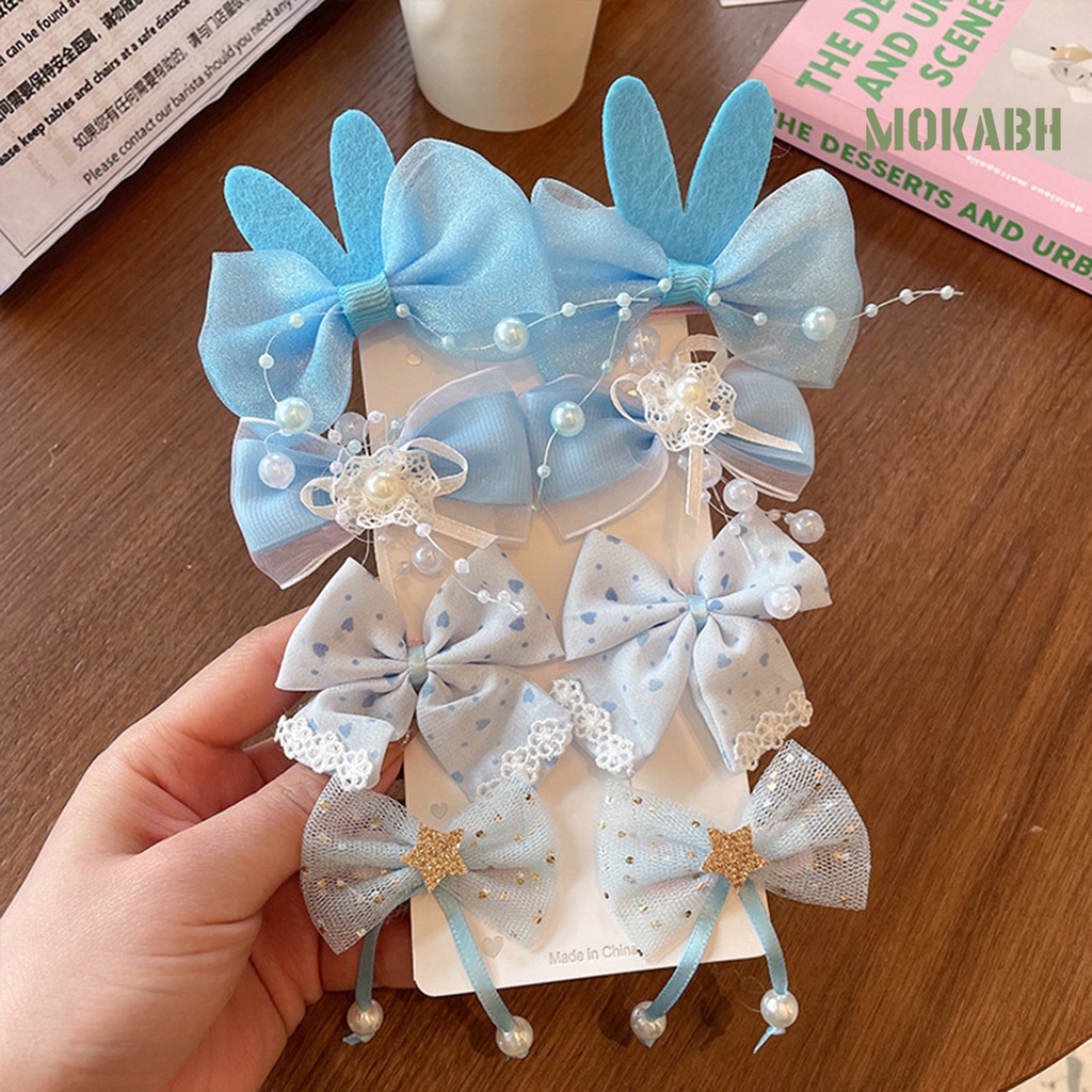 1 Bộ Kẹp Tóc Hình Nơ Mềm Mại Co Giãn Thoải Mái Cho Bé Gái