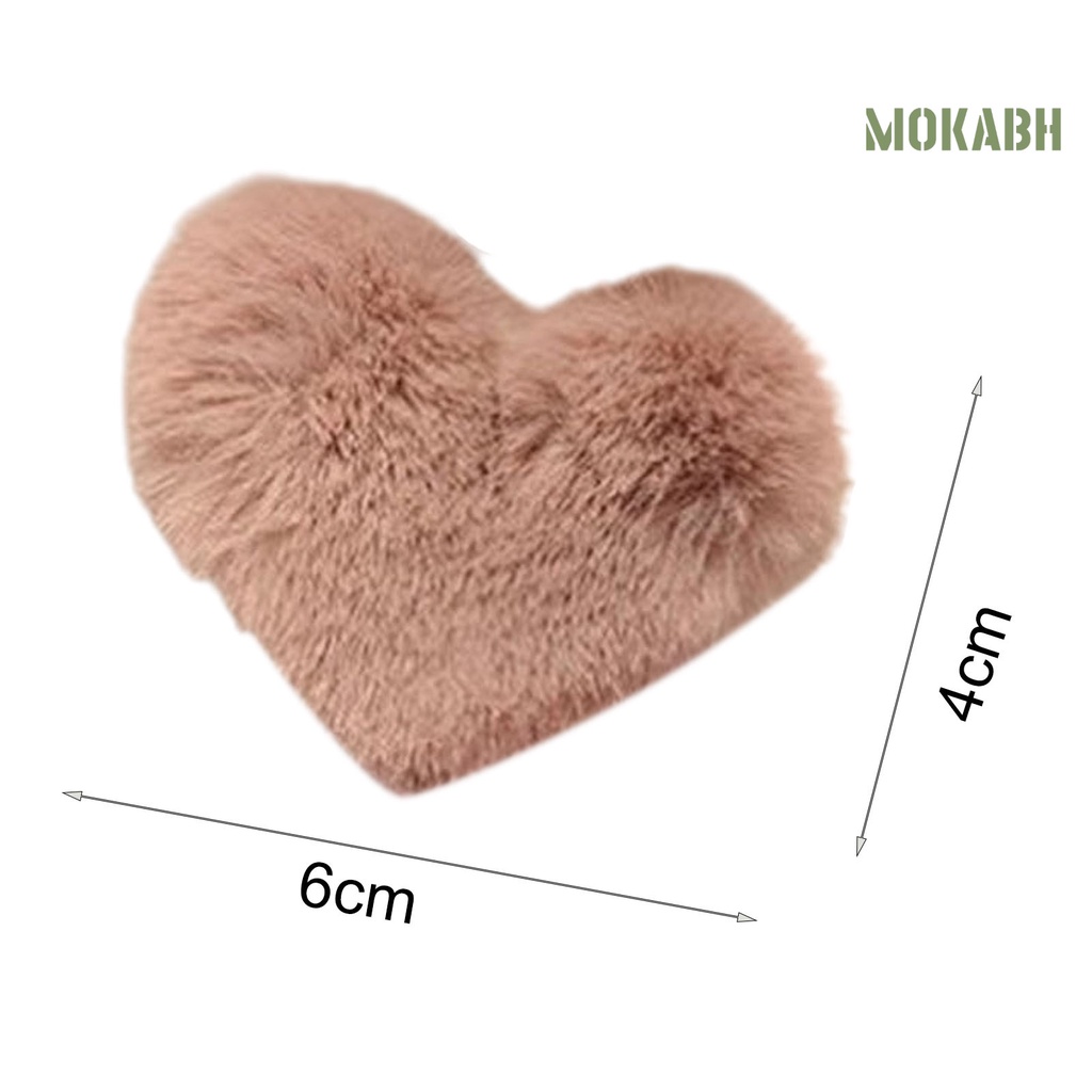 Kẹp Tóc Hình Trái Tim Bằng Lông Chồn Giả Màu Sắc Ngọt Ngào Chống Trượt Thời Trang Mùa Đông Cho Bé