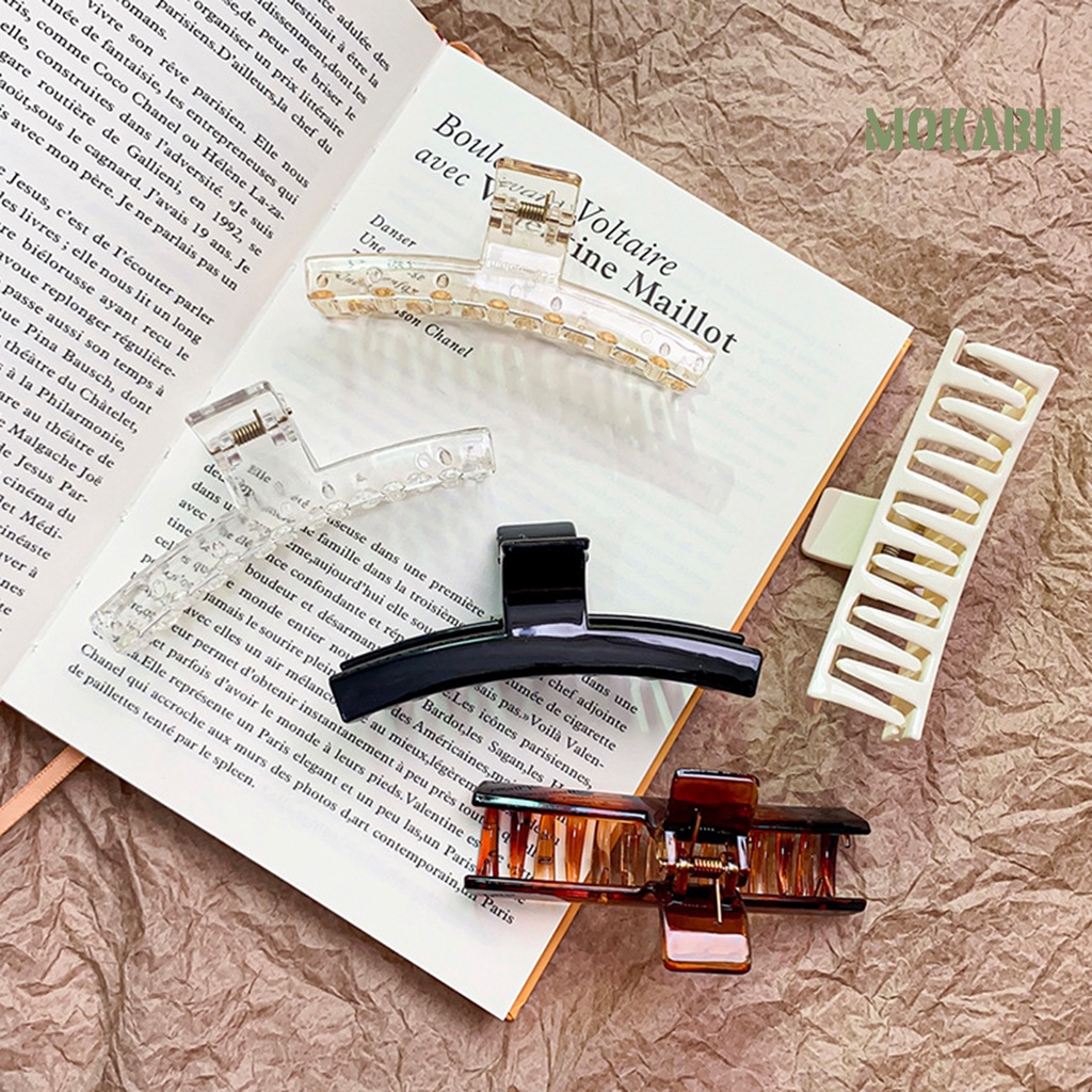 Kẹp Tóc Bằng Nhựa Màu Trơn Siêu Nhẹ Độ Bền Cao Thời Trang Cho Nữ