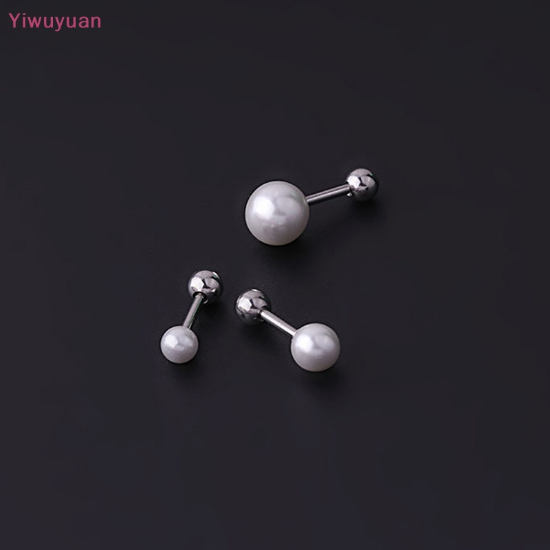 1 Khuyên Tai Ngọc Trai Bằng Thép Titan Đính Đá Thời Trang Mới